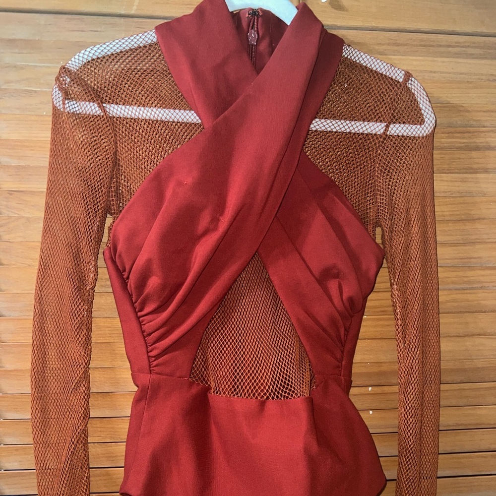 House of CB - Mesh BodySuit - Rust Red/ Mesh (RARE FIND)!!!